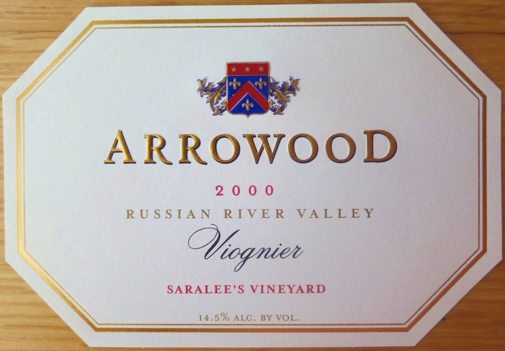 wine labels USA ARROWOOD 2000 Russian River Valley Voignier Saralee&rsquo;s Vny