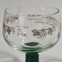 Set 2 Schmitt Sohne Wine Cordial Glasses Goblets Green Ribbed Stem W. Germany