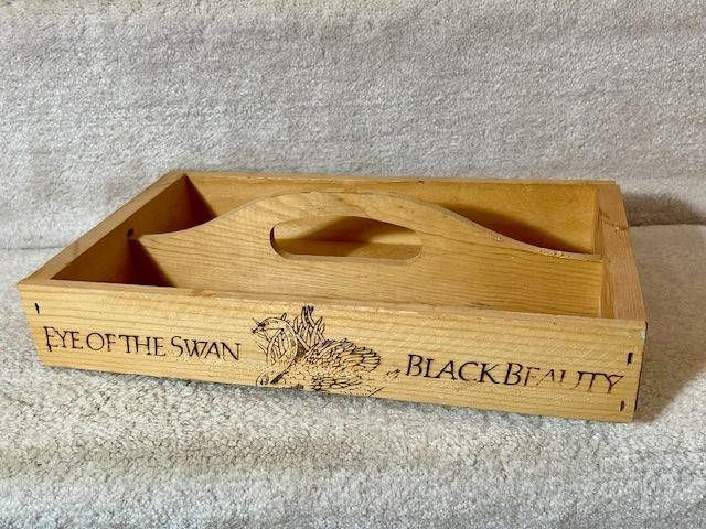Vintage Eye of the Swan Black Beauty Wine Wood Tote Box Cady 12.5&Prime;