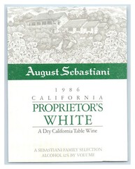 1986 Sebastiani Vineyards Proprietor&rsquo;s White California Wine Label Original S8