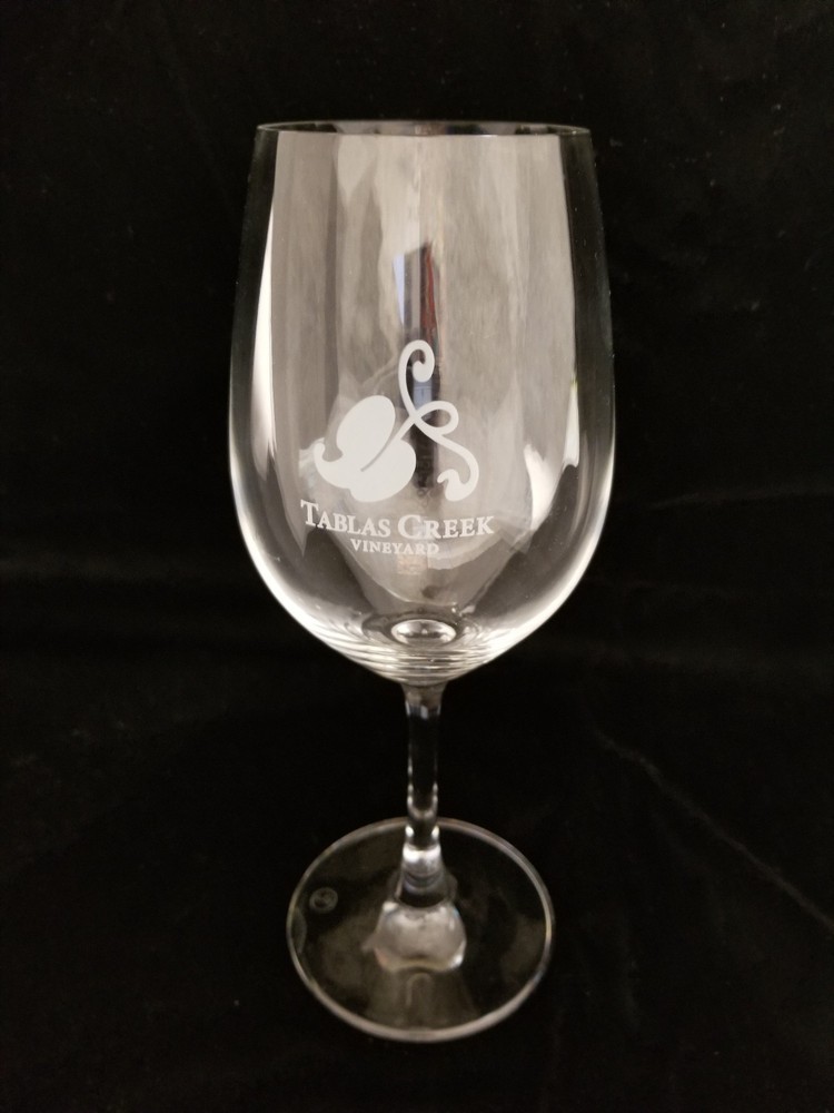 Tablas Creek Vineyard – Paso Robles, CA Wine Glass – White Artwork – 8-1/2&Prime; Tall