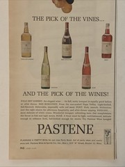 1965 Pastene California Wines PRINT AD Pick Of The Vines VTG 1960s Boston