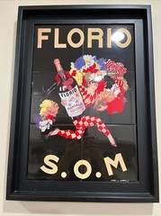 Vintage Florio S.O.M Marcello Dudovich Marsala Wine Ad Framed Ceramic Tile Art