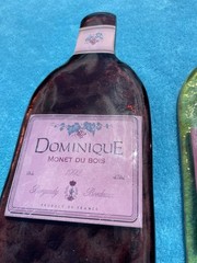 2 Flat Acrylic Wine Bottles Wall Decor Vtg 2003 Leandra Ginevra 12” Tall