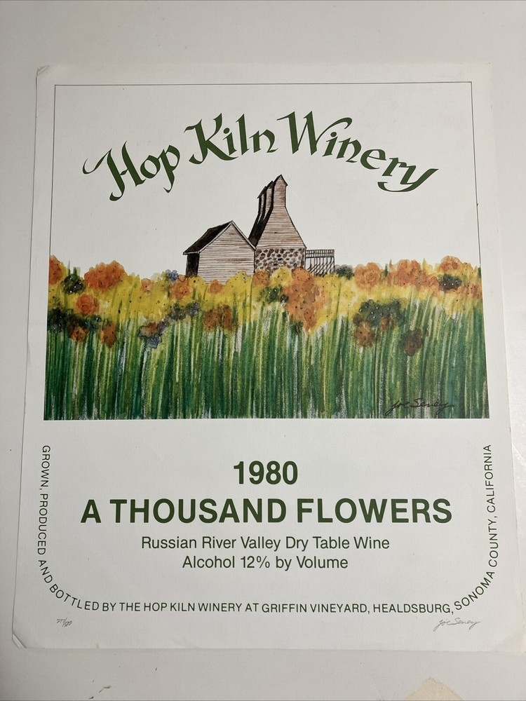 Vintage Hop Kiln Winery 1980 Wine Art Print A Thousand Flowers SIGNED #’D RARE!!