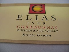 Vintage 1999 Elias Chardonnay Wine Label Russian River Valley Estate Grown CA