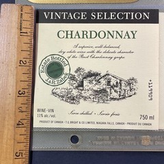 Vintage Brights Winery Vintage Chardonnay White Wine UNUSED Paper Label Q115
