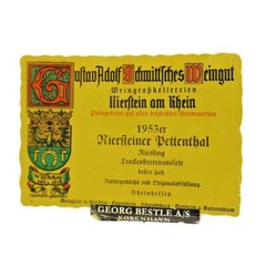 Vintage Wine Label Gustav Adolf Schmittshes Weingut 1953 Niersteiner Pettenthal