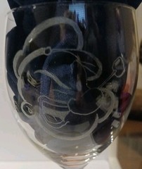 2 Rare-Popeye And Olive Oil Etched Wine Glasses With Pink Stems- Signed By Lamm