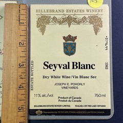 Vintage 1983 Hillebrand Estates Seyval Blanc Wine UNUSED Paper Label Q105