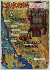 CALIFORNIA WINE LAND OF AMERICA ADVERTISING TRAVEL 12X18 POSTER MAP VINEYARD