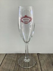 Tott&rsquo;s Brut Champagne Clear Flute Glass 7.75&Prime; White Embossed Letters
