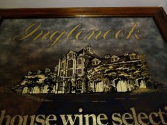 Vtg INGLENOOK Winery 1986 Wooden Framed Smoky Glass Mirror Bar Wall Sign 19X15”
