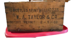 Vintage Brown Sherry Bottles Wood Crate W A Taylor & Sons Sandeman Made in Spain