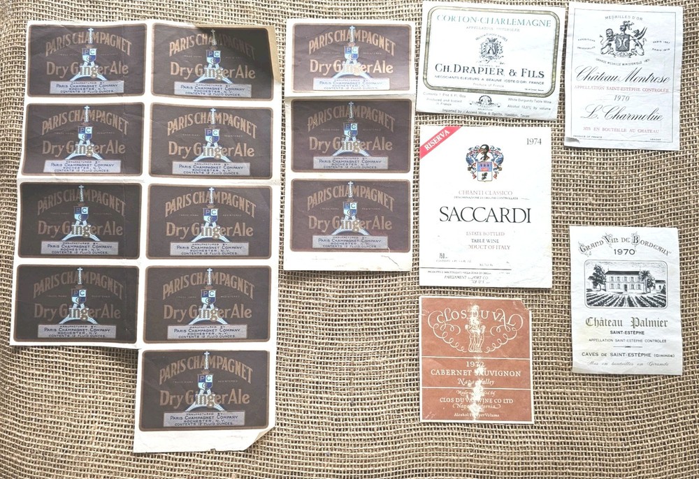 17 Vintage Wine & Champagne Bottle Labels French