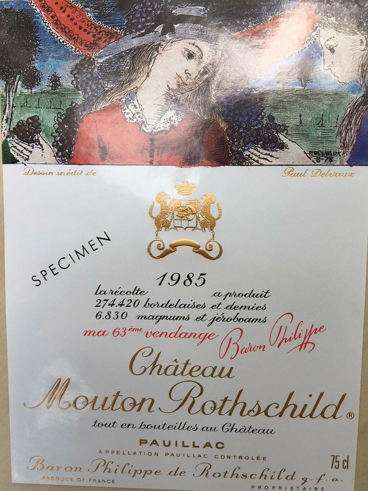 The 1985 Chateau Mouton Rothschild (Specimen) – Label by: Paul Delvaux