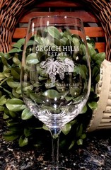 GRGICH HILLS Estate Etched Stölzle Lausitz Wine Glass Napa Valley ~ PRISTINE!