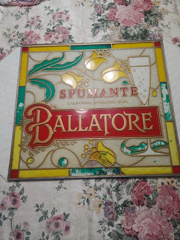 Ballatore Spumante California Sparkling Wine Stained Glass Sign
