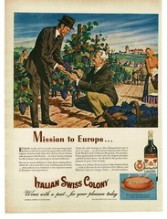 1945 Italian Swiss Colony Wine Vineyard art by Haines Hall Vintage Print Ad