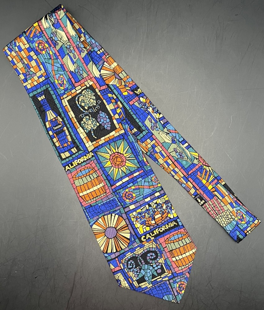 Tessera Winery California Mosaic Tile Design 100% Silk Necktie – New