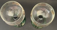 2 Schmitt Sohne W. GERMAN Green Ribbed Stem Wine Glasses 4 oz