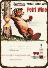 1948 Beaver Drinks PETRI RED WINE Vintage Look DECORATIVE REPLICA METAL SIGN