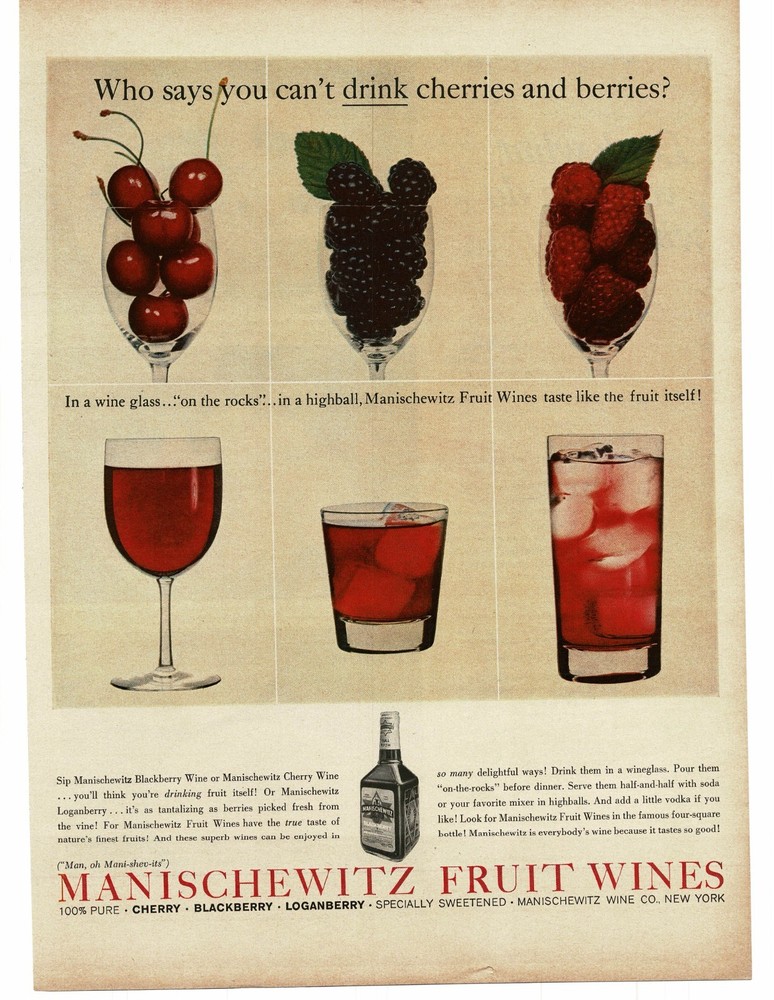 1959 Manischewitz Fruit Wines Vintage Print Ad 1