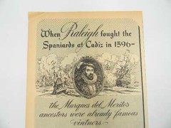 Merito Imported Sherry and Port Wines 1944 Print Ad Raleigh fought at Cadiz