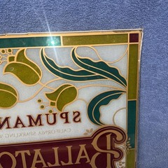 VINTAGE 1980’S SPUMANTE BALLATORE WINE STAINED GLASS SIGN 18.5” X 17”