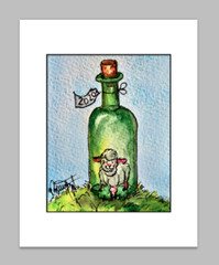 « Vintage 2020 » Sheep Incognito Art Print Quarantine Paper Wine Bottle 8×10 Mat