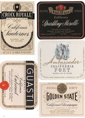 Lot of Ten Different 1930s California Wine Labels Louis Roesch Printer SF CA