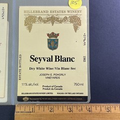 Vintage 1983 Hillebrand Estates Seyval Blanc Wine UNUSED Paper Label Q105
