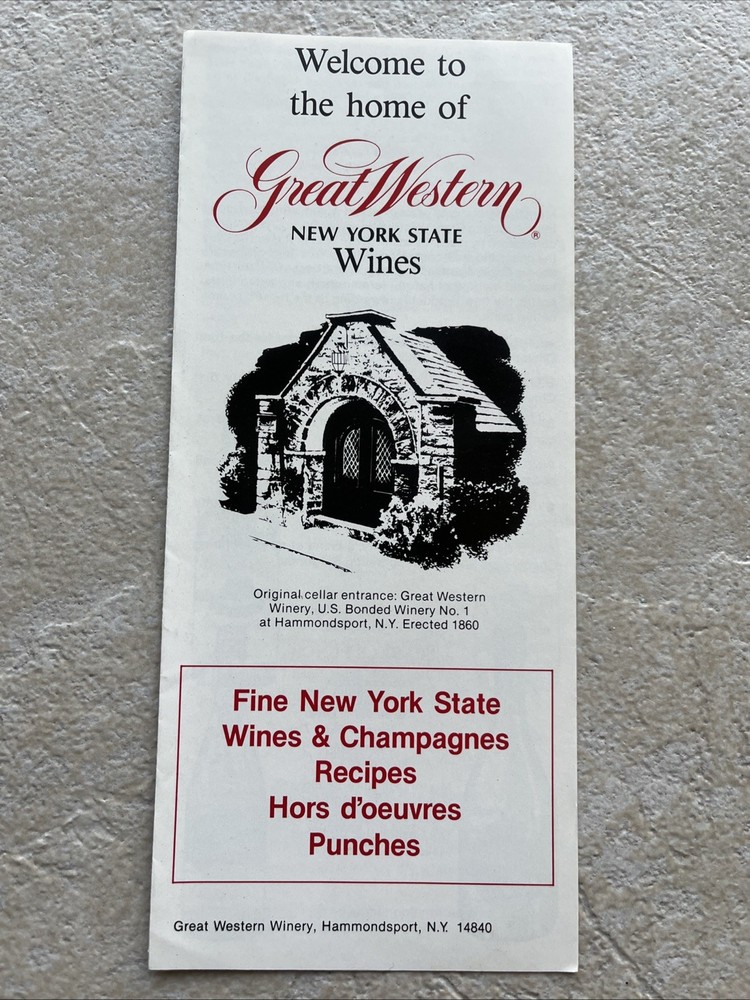 Great Western Winery New York State Wines Recipes Brochure Advertising