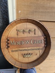 Mouton-Cadet Wine Barrel Wall Plaque Baron Philippe de Rothschild 3D Wood Decor