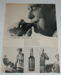1964 Taylor Port Wine Couple Drinking Vintage Print Ad magazine mid-century B&W