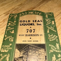 1940s GOLD SEAL LIQUORS, 707 WEST HARRISON, CHICAGO Promotional Card
