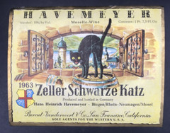 2 Diff 1963 Havemeyer Zeller Schwarze Katz Moselle Wine Label Black Cat Germany