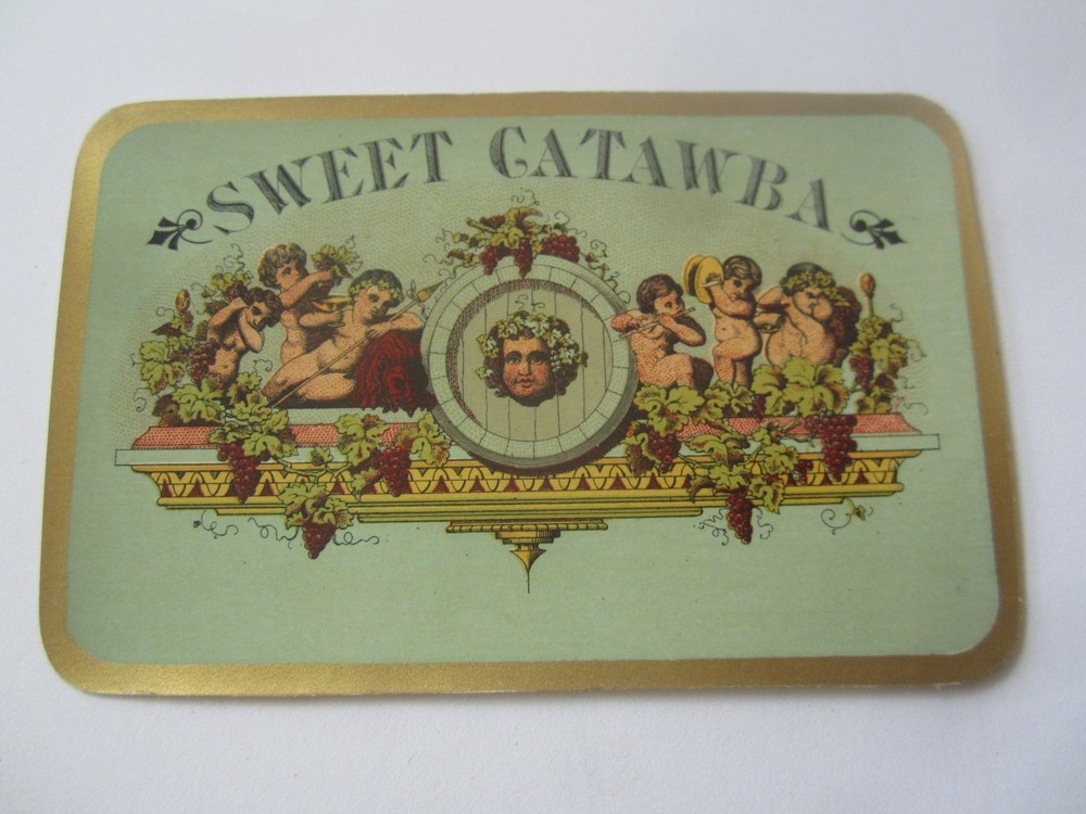 c.1890&rsquo;s – SWEET CATAWBA – Wine Bottle LABEL – Cherubs