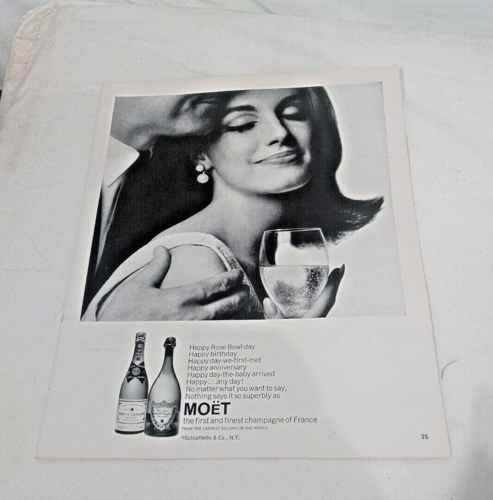 1967 Moet & Chandon champagne bottle Brut vintage print ad – 11 x 8.5 in