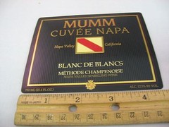 Mumm Cuvée Napa Blanc de Blancs Sparkling Wine Label California Collectible