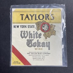 Vintage 1930s Taylor&rsquo;s White Tokay Wine UNUSED Paper Label New York State Q1907