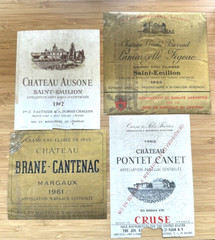 LOT 4 FRENCH WINE LABELS CHATEAU AUSONE, GRAND BARRAIL, BRANE CANTENAC 1961-66