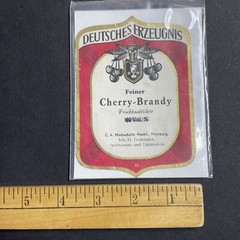 Vintage 1920s Deutsches Erzeugnis Cherry Brandy UNUSED Paper Label Hamburg Q1944