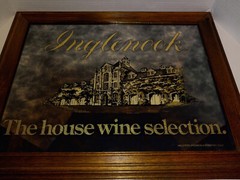 Vtg INGLENOOK Winery 1986 Wooden Framed Smoky Glass Mirror Bar Wall Sign 19X15”