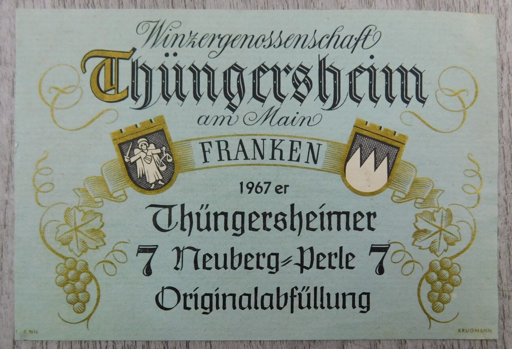 Winzergenossenschaft Thüngersheim am Main Franken Neuberg German VTG Label Wine
