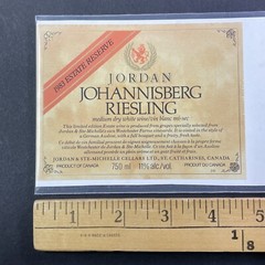 Vintage 1983 Jordan Johannesberg Riesling UNUSED Paper Label Ontario VQA Q2175