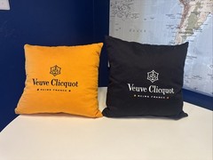 Veuve Clicquot Champagne Pillow Cushion Covers. Yellow / Black Luxury. Set Of 2.