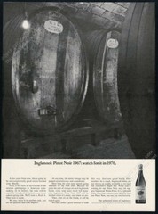 1967 Inglenook wine pinot noir giant cask photo vintage print ad