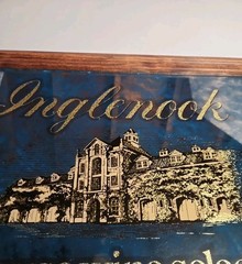 Vintage 1986 Inglenook Winery Bar Mirror Sign Wood Framed Napa Valley 19×15