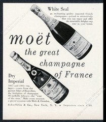 1950 Moet Dry Imperial White Seal champagne 2 bottle photo vintage print ad
